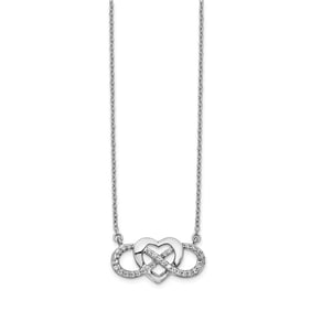 14k White Gold .512ct Diamond Infinity w/Heart Necklace - 18 in.