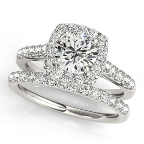 1.70 ctw Certified VS/SI Diamond 2pc Wedding Set Halo 14k White Gold