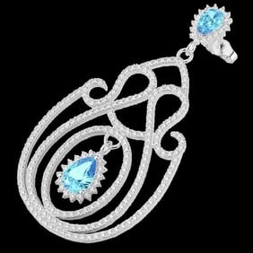 6.40 ctw TOPAZ & Micro Pave VS/SI Diamond Earrings 14k White Gold