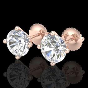 3.01 ctw VS/SI Diamond Solitaire Art Deco Stud Earrings 18k Rose Gold