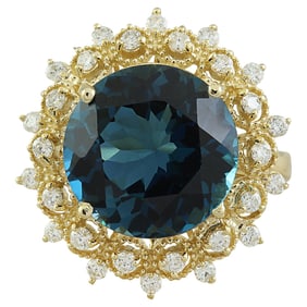 Topaz Diamond Ring 14K Yellow Gold