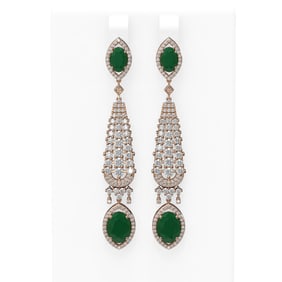 11.32 ctw Emerald & Diamond Earrings 18K Rose Gold