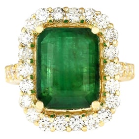 Exquisite Natural Emerald Diamond Ring In