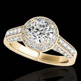 2.56 ctw Certified Diamond Solitaire Halo Ring 10k Yellow Gold