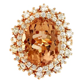 Morganite Diamond Ring 14K Rose Gold