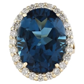 Topaz Diamond Ring 14K Yellow Gold