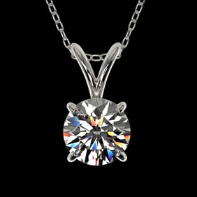0.75 ctw Certified Quality Diamond Solitaire Necklace 10k White Gold