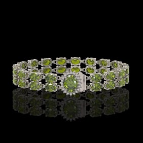 16.97 ctw Tourmaline & Diamond Bracelet 14K White Gold