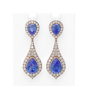 11.4 ctw Tanzanite & Diamond Earrings 18K Rose Gold