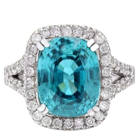 Zircon Diamond Ring 14K White Gold