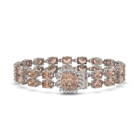 16.93 ctw Morganite & Diamond Bracelet 14K White Gold