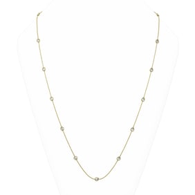 5.61 ctw Pear Cut Diamond Station 32 Inch Necklace 18K Yellow Gold