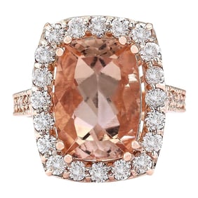 Morganite Diamond Ring 14K Rose Gold