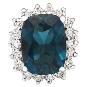 Natural Topaz Diamond Ring In 14