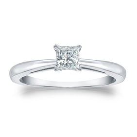 Natural 0.33 CTW Diamond Solitaire Ring 18K White Gold
