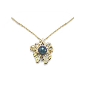 0.76 ctw Diamond & Pearl Necklace 18K Yellow Gold