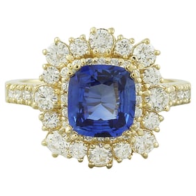 Dazzling Natural Tanzanite Diamond Ring In