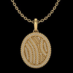 1 ctw Micro Pave VS/SI Diamond Certified Necklace 14k Yellow Gold