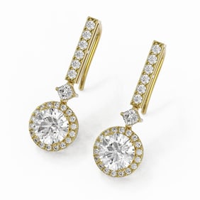 3 ctw Diamond Designer Earrings 18K Yellow Gold