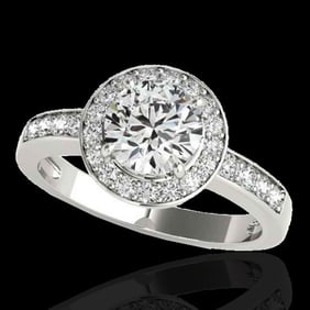 2 ctw Certified Diamond Solitaire Halo Ring 10k White Gold