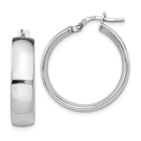 Sterling Silver Polished Hinged Hoop Earrings - 24 mm