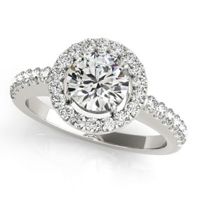 Natural 0.76 ctw Diamond Halo Ring 14k White Gold