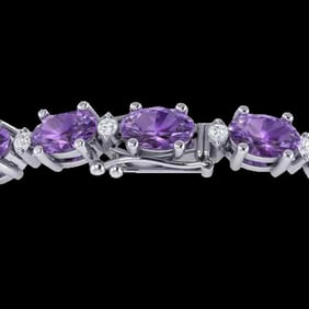 25.8 ctw Amethyst & VS/SI Diamond Eternity Bracelet 10k White Gold