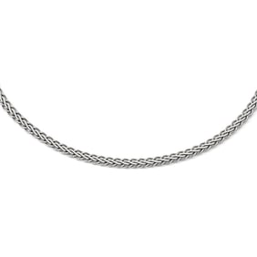 Sterling Silver Flat D/C Spiga Necklace - 18 in.