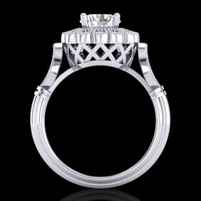 1.2 ctw VS/SI Diamond Solitaire Art Deco Ring 18k White Gold