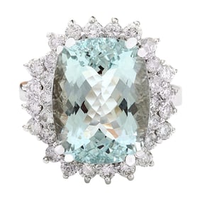 Aquamarine Diamond Ring In 14 Karat