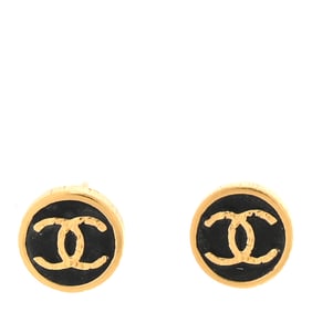 Chanel Resin CC Round Earrings Gold