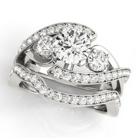 2.29 ctw Certified VS/SI Diamond Bypass 2pc Wedding Set 14k White Gold
