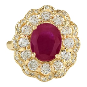 Ruby Diamond Ring 14K Yellow Gold