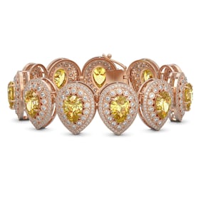 46.44 ctw Canary Citrine & Diamond Victorian Bracelet 14K Rose Gold