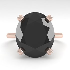 9.0 ctw Oval Black Diamond Engagment Designer Ring 18k Rose Gold