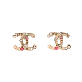 Chanel CC Stud Earrings Metal with