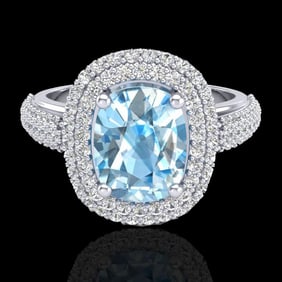 3.50 ctw TOPAZ & Micro Pave VS/SI Diamond Certified Ring 10k White Gold