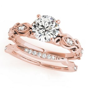 1.21 ctw Certified VS/SI Diamond 2pc Wedding Set Antique 14k Rose Gold