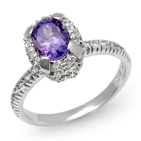 1.90 ctw Tanzanite & Diamond Ring 14k White Gold