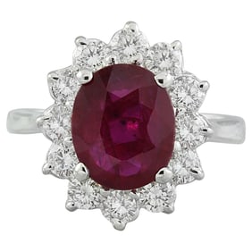 Ruby Diamond Ring 14K White Gold