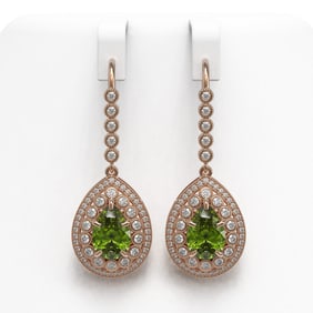 9.95 ctw Tourmaline & Diamond Victorian Earrings 14K Rose Gold