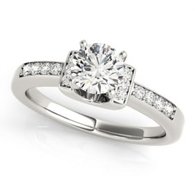 Natural 1.11 ctw Diamond SolitaireRing 14k White Gold