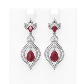 8.96 ctw Ruby & Diamond Earrings 18K White Gold
