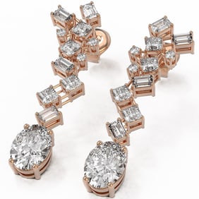 4 ctw Oval Cut Diamond Designer Earrings 18K Rose Gold