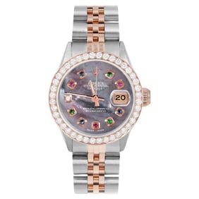 Rolex Ladies Rose Gold Datejust Black
