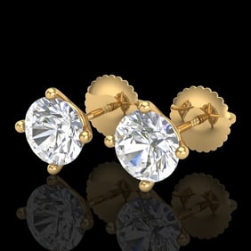 2 ctw VS/SI Diamond Solitaire Art Deco Stud Earrings 18k Yellow Gold