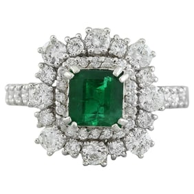 Natural Emerald 14 Karat White Gold