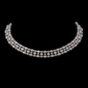 44.45 ctw Morganite & Diamond Necklace 10K White Gold