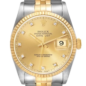 Rolex Datejust Diamond Dial Steel Yellow