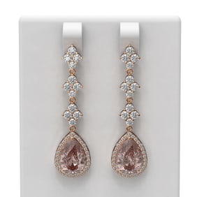 8.44 ctw Morganite & Diamond Earrings 18K Rose Gold